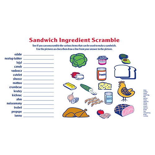 sandwich scramble activity sheet